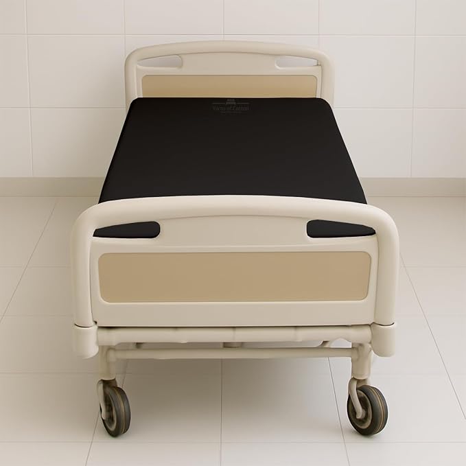 6 Pack Fitted Hospital Bed Sheets - Soft Microfiber Hospital Fitted Sheet - Hospital Bed Fitted Sheets (Black, 36" x 84" x 12")