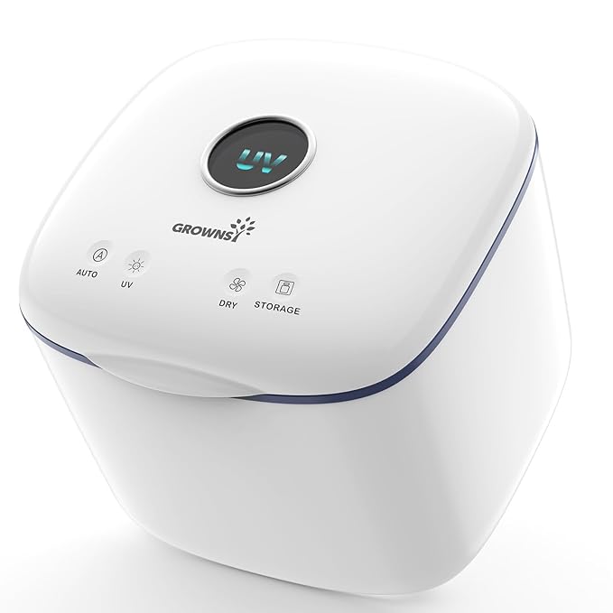 GROWNSY UV Sanitizer and Dryer, 4in1 Cleaner and Sanitizing Machine UV Sanitizer Box Household for Baby Bottles Toys Clothes Baby Stuff, for Family Toothbrush Beauty Tools Phone