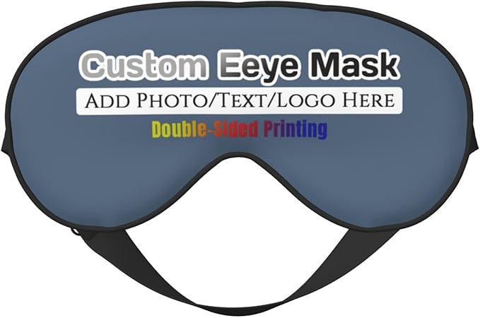 Custom Eye Mask,Add Your Image Text Personalized Sleep Shade Soft Blindfold Eyemask Blackout Eye Cover with Adjustable Strap for Sleep,Travel,Nap Indigo Blue