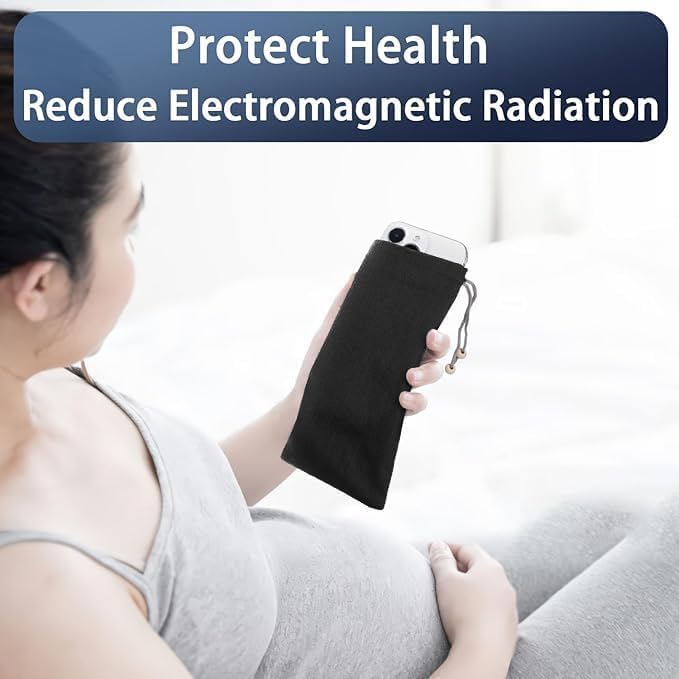EMF Cell Phone Sleeve fo Phone Pouch, High-Shield EMF Blocking Pouch, 100% Silver Fibers forDigital Security, Signal Blocking, Anti-EMP Radiation Bag for Privacy Protection. (Black)