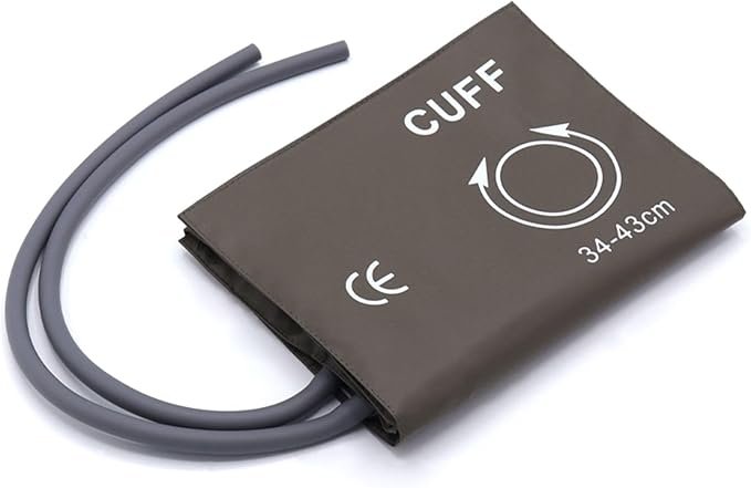 Blood Pressure Cuff with Dual Tubes for Large Adult 34-43 cm, Reusable PU Brown Replacement Blood Pressure Cuff, No BP Connector