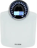 EILISON Highly Advance 2-in-1 Digital & Analog Weighing Scale for Body Weight-400lbs, 4 High Precison GX Sensor Accurate, Thick Tempered Glass, Extra Large Display (White)
