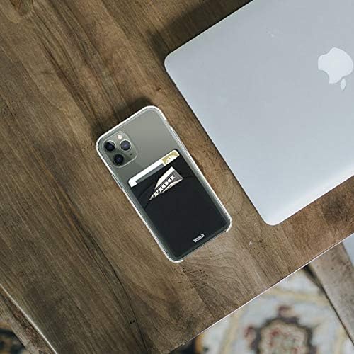 RFID Blocking Phone Card Wallet - Double Secure Pocket - Ultra-Slim Self Adhesive Credit Card Holder Card Sleeves Phone Wallet Sticker All Smartphones(Black)-2PC