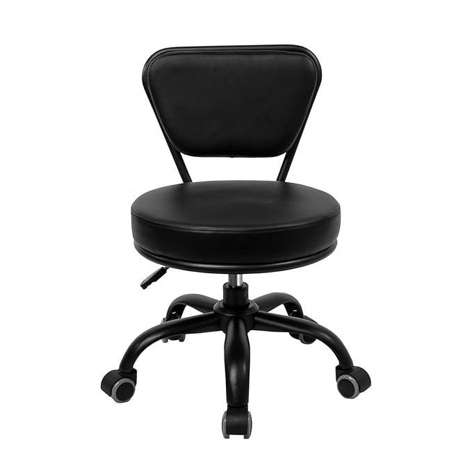 Dayton Pedicure Stool (Matt Black) Pneumatic, Adjustable Height, Perfect for Nail Salon, Pedicure spa