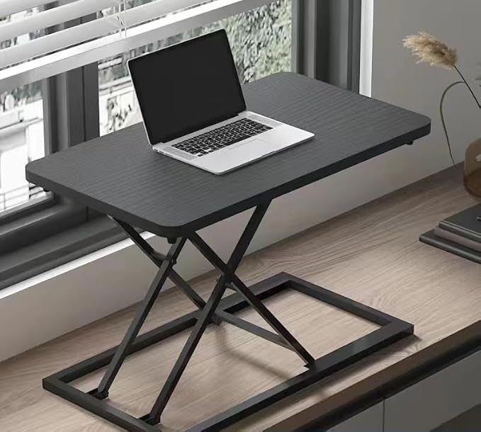VebaCidi Height Adjustable Sit to Stand Desk Riser, Compact Standing Desktop Converter for Monitor or Laptop, Black