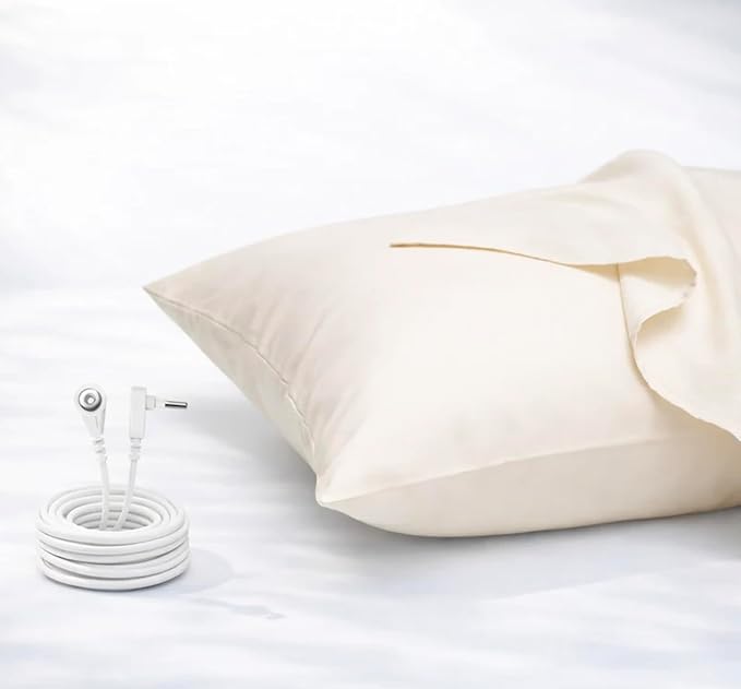 GroundLuxe Organic Grounding Pillowcase in Beige - Queen Size