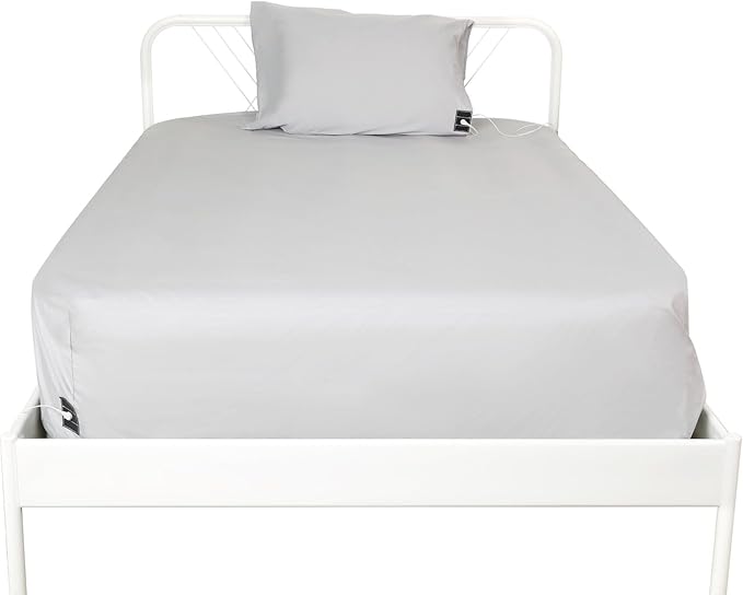 Grounding Sheet Full,10% Sterling Silver Fibers, 90% Cotton, Earthing Sheet, 400 Thread-Count Luxurious Feel, 15" Deep Fitted Sheet (Light Grey, Full)
