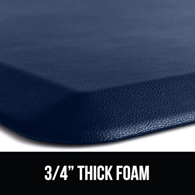 GORILLA GRIP Comfortable Cushioned Kitchen Mats for Floor, 70x24, Waterproof and Stain Resistant Soft Top, 3/4 Inch Thick Ergonomic Standing Desk Anti Fatigue Mat, Foam Supports Feet, Navy Blue