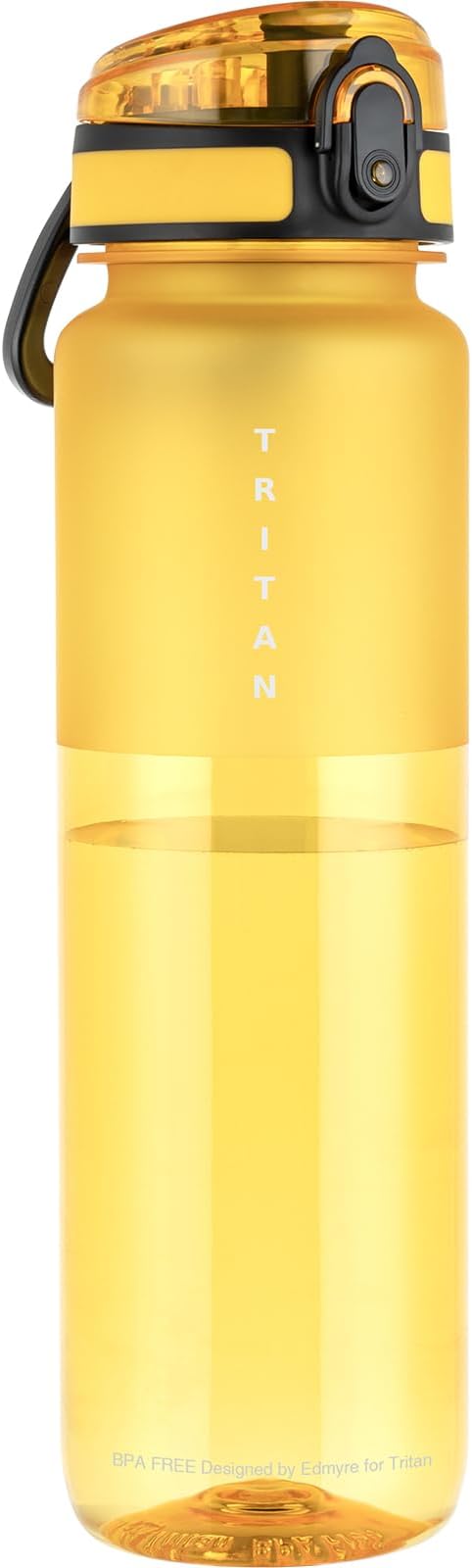 32oz Water Bottle with Chug Lid, Frosted & Clear Tritan BPA-Free, Leakproof, Wide Mouth, Portable Sports Water Bottle for Gym, Office, Travel, Outdoor (Yellow)