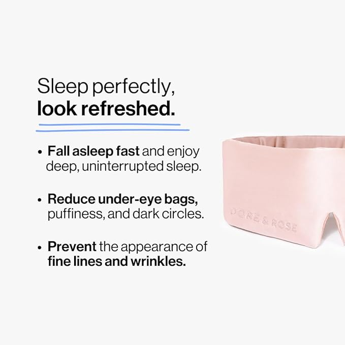 Dore & Rose Deep Sleep Mask Light Blocking, 23 Momme Mulberry Silk Eye Mask, Ultra Soft, Adjustable - Travel Sleeping Mask for Men & Women (Pink)