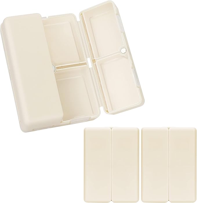 FYY Daily Pill Organizer,2 Pcs 7 Compartments Portable Pill Case Travel Pill Organizer,[Folding Design] Pill Box for Purse Pocket to Hold Vitamins,Cod Liver Oil,Supplements and Medication-White
