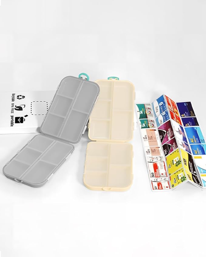 2Pcs Pill Organizer Medicine Organizer Travel Essentials - Travel Pill Case with Labels, Large Daily Medicine Dispenser
