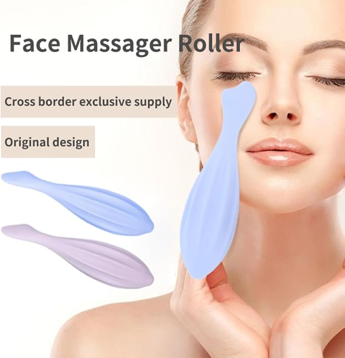 Face Roller, Silicone Skin Care Beauty Lifting Contouring Silicone Face Massage Face Roller (Purple)