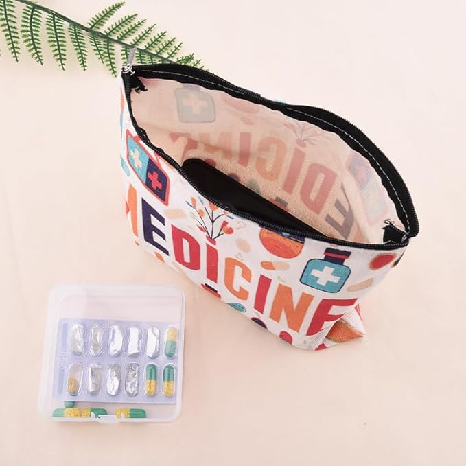 Travel Medicine First Aid Pouch Portable Medication Organizer Pouch Pharmacy Doctor Nurse Gift Bag for Hospital Patient Woman Small Pill Box Travel Case Med Container Pharmacist Accessories for Work