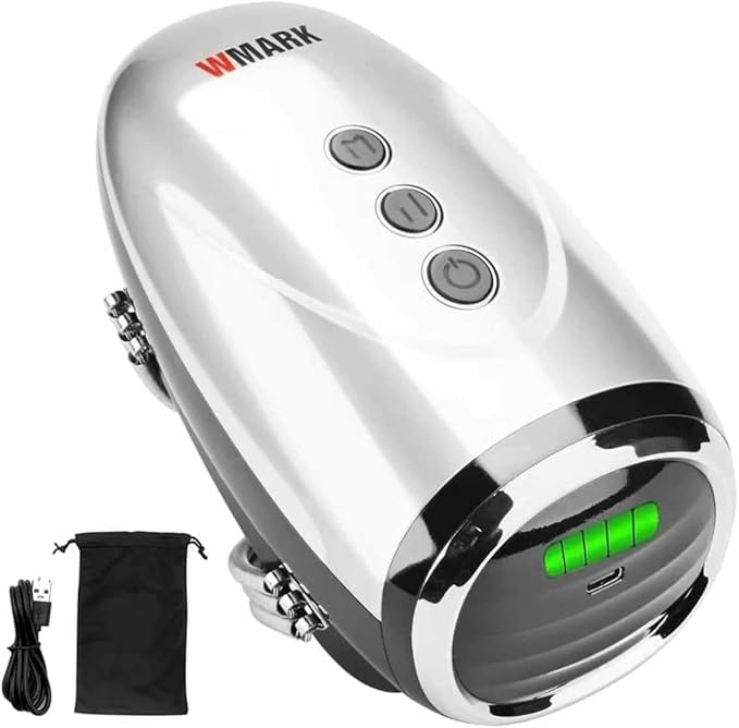 WMARK Barber Massager/Cordless HandheldMassager, Charge Neck/Legs/Hand/FaceMassager, 2 Massage Nodes 2600AMH,Silver
