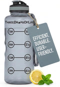 Three Drops of Life 64oz Tritan Plastic Water Bottle, Large, Smoke Gray, High Capacity Hydration Tracker, BPA Free, Reusable, Best for Indoor, Outdoor, Sports Use