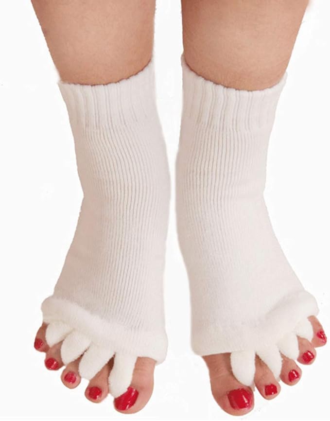 AIBEARTY 3 Pairs Yoga Sport Gym Five Toe Separator Socks Foot Massage Toeless Socks