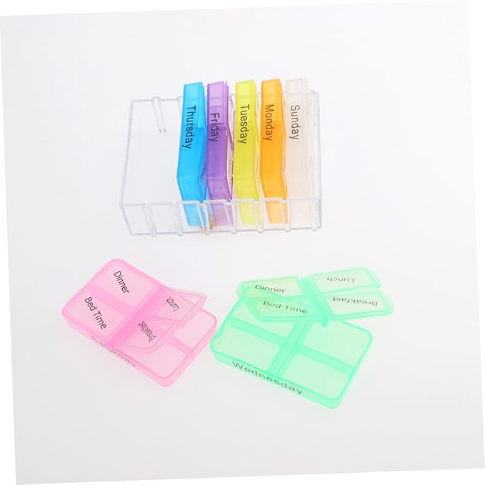 Hemoton 7 Travel Medicine Kit Travel Holder Medicine Organizer Portable Case Weekly Organizer Container Storage 7 Day Desktop