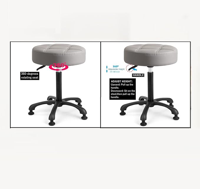 Height Adjustable Heavy Duty Stools Salon Stool Chair with Bell Glides for Home Bar Kitchen Office Shop Tattoo Lash Tech Pedicure (Grey with Bell Glides, Height 22 to 30 in)