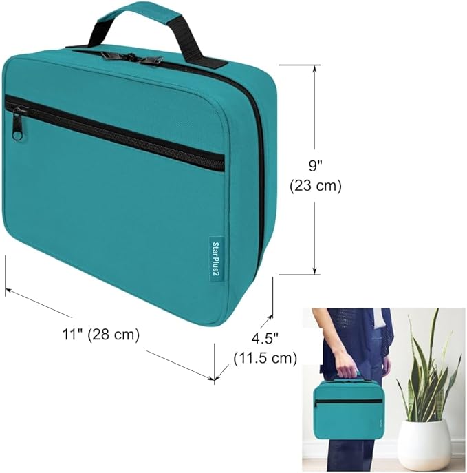 Large Pill Bottle Organizer - 10 Pockets Medicine Bag for Travel & Home Storage - Turquoise
