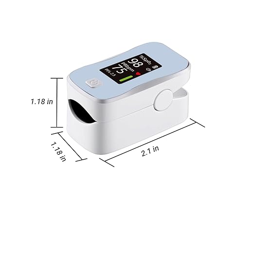Pulse Oximeter Fingertip, Blood Oxygen Monitor with 20 Memories, Alarm & Brightness Adjustable, Batteries & Lanyard