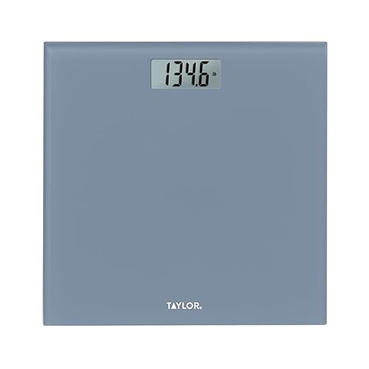 Taylor Digital Glass Bathroom Scale for Body Weight, Durable Platform, Digital Weighing Machine for People, Easy-to-Read Display, 350 lb Capacity, Slate Blue