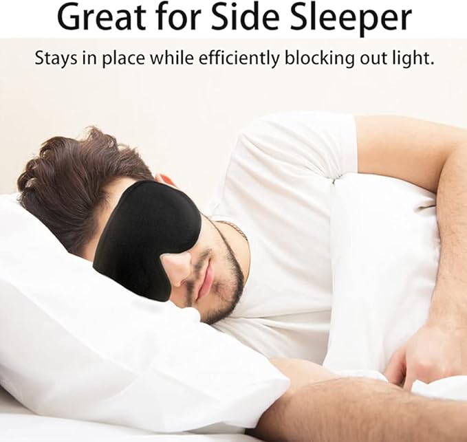 Sleep Mask for Women Men, 100% Blackout 3D Contoured Cup Blindfold Eye Mask for Sleeping Washable Non-Pressure Eye Shade Covers with Adjustable Strap for Travel, Meditation, Side Sleeper