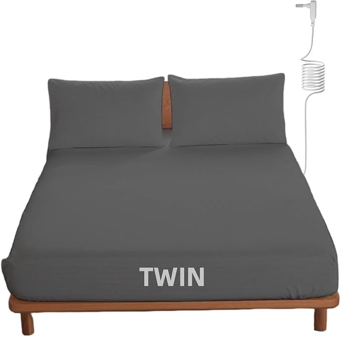 OKOHEY Grounding Fitted Sheets with 15ft Earthing Cord, Twin Size, 90% Organic Cotton + 10% Silver Fiber, Soft & Breathable Grounded Sheet for Better Sleep and Enhanced Wellness, Gray
