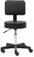 Modern Rolling Round Stool Chair,PU Leather Swivel Adjustable Rolling Stools,Ergonomic Swivel Salon Spa Barstools,Office Drafting Chairs,with Wheels,for Home, Kitchen, Medical, Lab (Black)