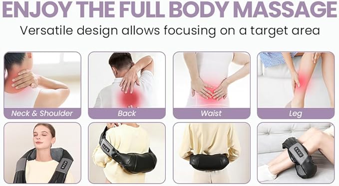 4D Shiatsu Neck and Shoulder Massager with Heat, Deep Tissue Back and Neck Massager for Pain Relief, Eco-Friendly Portable Massage Pillow for Home Office Car, Relaxing Gift for Men and Women
