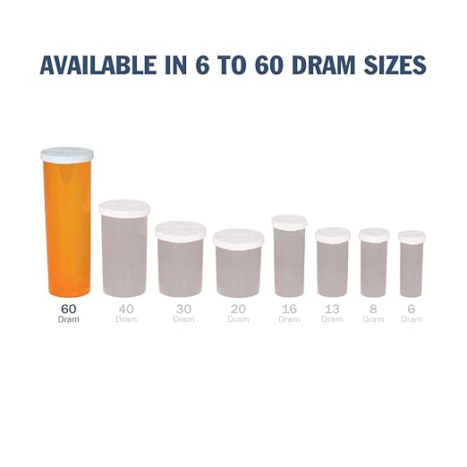 Ezy Dose Pill, Medicine, Vitamin Container & Vial | 60 Dram Storage | Child-Resistant Cap | Case of 70