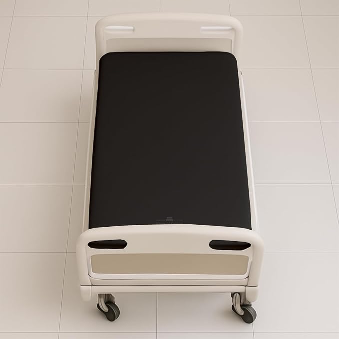 6 Pack Fitted Hospital Bed Sheets - Soft Microfiber Hospital Fitted Sheet - Hospital Bed Fitted Sheets (Black, 36" x 84" x 12")
