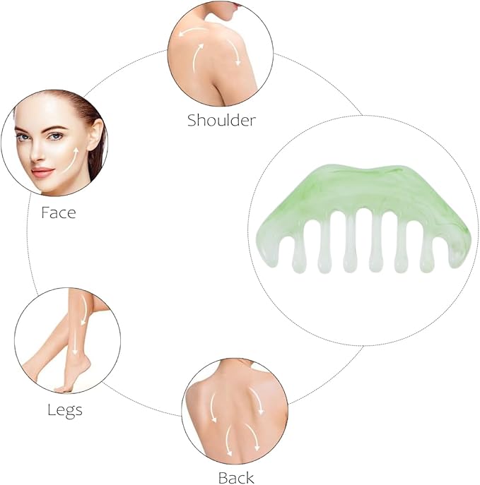 Healifty Meridian Comb 3-Pack - Ergonomic Resin Scraping Massage Combs for Body and Scalp Smooth Edges for Comfortable Guasha Massage on Neck Back and Head