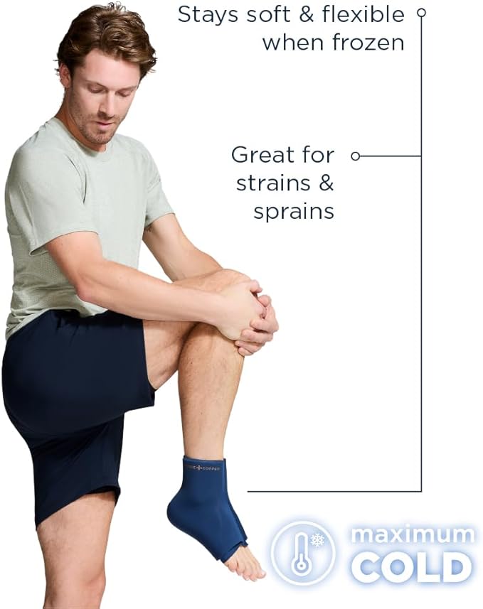 Tommie Copper BetterICE Ice Pack for Knee - Reusable, Flexible, Leak-Free Gel Cold Compress - Dark Navy, XL