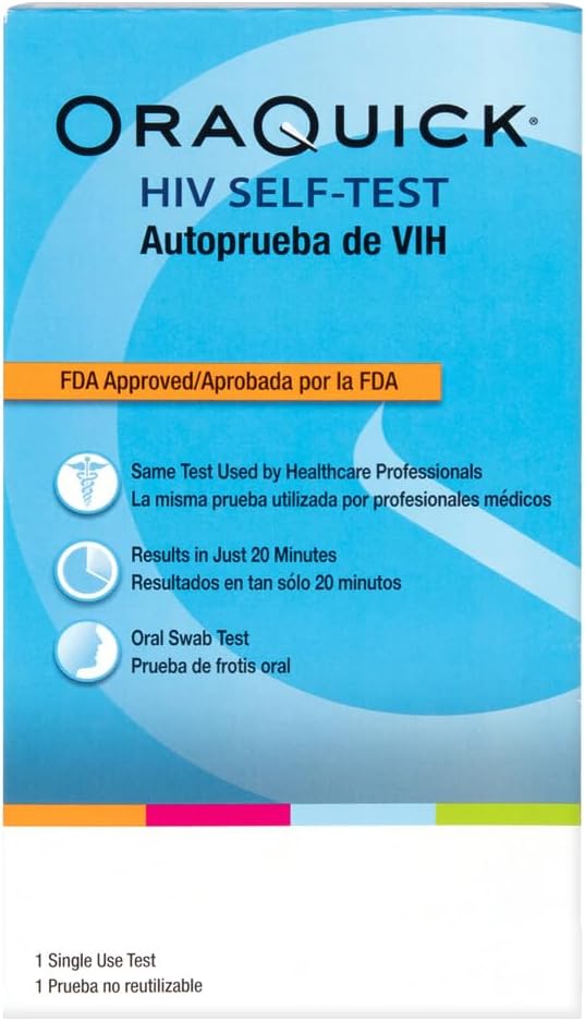 OraQuick® HIV Self-Test, Oral Fluid Rapid HIV Test for HIV-1 & HIV-2 Detection, Quick & Easy Pain Free Home Testing Kit with Results in 20 Minutes, Ages 14+