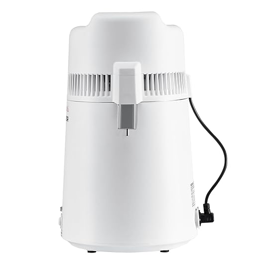 VEVOR Water Distiller, 6L/1.6 Gallon Large Distilled Machine, 900W Distilling Water Maker, 304 Stainless Steel Interior Stiller with Plastic Container, Countertop Distiller for Home, White