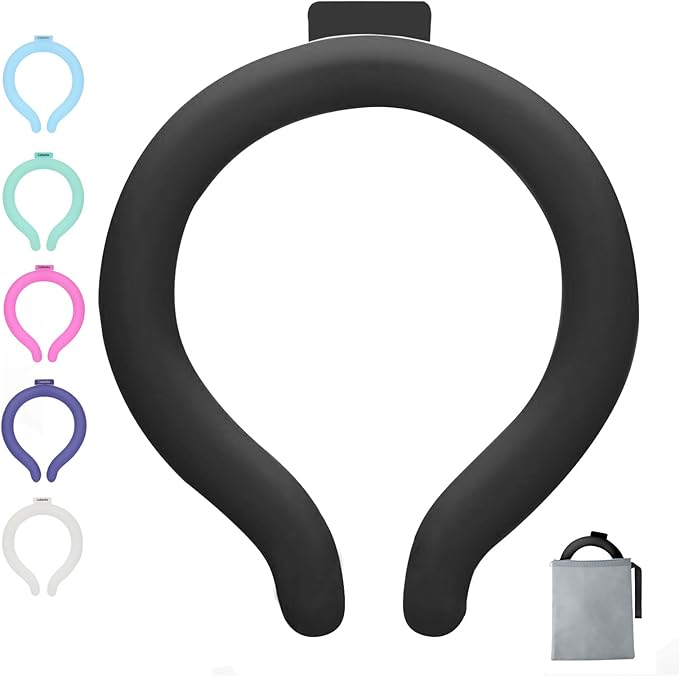 Cooling Neck Wrap with Insulated Bag, Reusable Ice Neck Ring & Body Cooler for Summer Heat, Wearable Cooling Tube Maintains 18°C/64°F for Outdoor, Sports, Travel (Black)