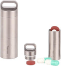 Keychain Pill Holder Titanium Waterproof, Portable Pill Container Outdoor EDC Pill Case, Metal Travel Pill Box Medicine Storage, Discreet Pill Carrier with 2 Compartment, BPA Free
