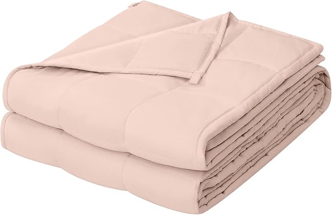 ZonLi Weighted Blanket for Adults (60"x80", 20lbs, Light Pink) Queen Size High Breathability Cooling Heavy Blanket, Soft Material with Premium Glass Beads, All-Season, Easy Care