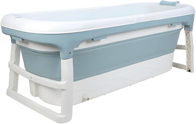 Portable Bathtub, 58/56/50/46 Inch Collapsible Bathtub, Freestanding Foldable Bath Tub for Adults, Folding Tub for Shower, Hot Bath, Ice Bath Blue-B-130cm