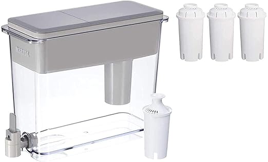Brita 27 Cup Large Ultramax Water Filtering Dispenser with Filters, Grey
