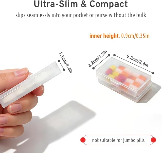 3pcs Transparent Slim Pill Cases, Small Compact Pill Organizer for Purse & Pocket, Very Thin and Lightweight Pill Box