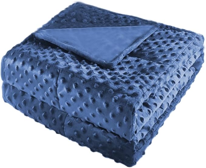 ALANSMA Reversible Weighted Blanket for All Season, Luxury Velvet, Warm and Cool, Adult 5Lb Blue Weighted Blanket, Enjoy Sleeping Anywhere(Blue,35"x48" 5.5lbs)