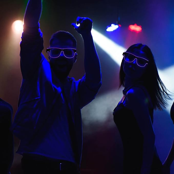 Ainiv Wireless Light Up Glasses 3 Modes LED Luminous Glasses Glow in the Dark for Parties, DJ, EDM, Halloween, Christmas