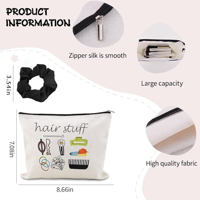 Cosmetic Bag for Hair Accessories Organizer Pouch Birthday Holiday Christmas Gift for Hairstylist Women Toiletry Makeup Bag for Hair Stuff Pouch Travel Bags for Hairdresser Salon Bags for Hair Product