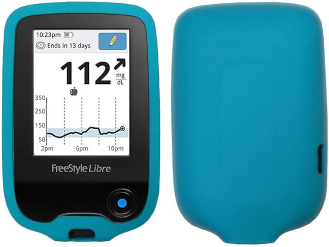 Premium Silicone Protective Cover Set (Screen Protector + Lanyard + Lanyard Patch) for Freestyle Libre 3/ Freestyle Libre 2/14 Day (Continuous Glucose Monitor) (Light Blue)