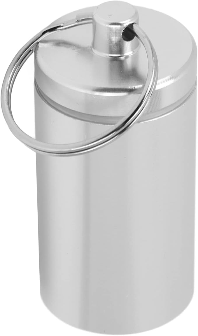 VBESTLIFE Keychain Pill Holder, Mini Portable Waterproof Aluminium Medicine Box Container Case Bottle for Outdoor Travel Camping