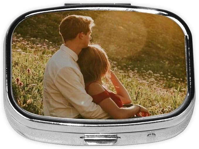 Custom Pill Box with Mirror, Personalized Name/Photo Decor Travel Organizer Container Medicine Vitamin Pill Case, 2 Inches