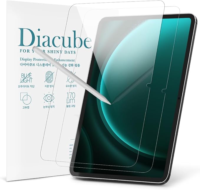 2-Pack 6H PET Screen Protector with Glass Coating For Samsung Galaxy Tab S9 FE Plus /S7 FE 12.4 inch, HD Clear, S Pen Compatible, Anti Blue Light, Unbreakable, Easy Installation