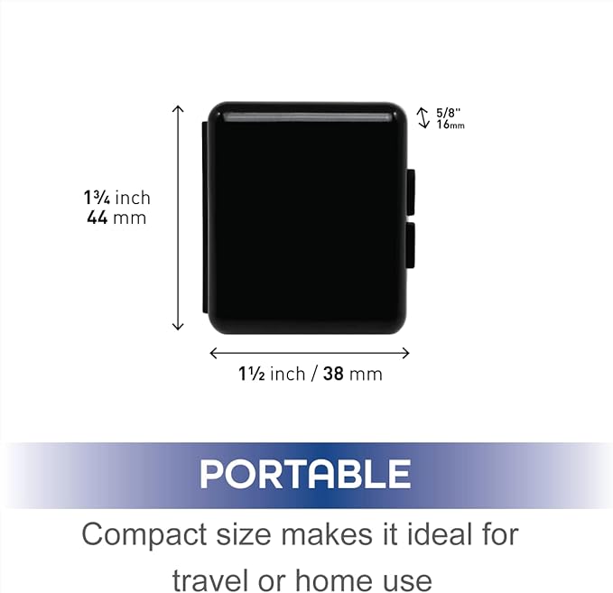 Remind N' Time Daily Pill and Vitamin Container, Portable Pill Box, Black and White, 2-Pack